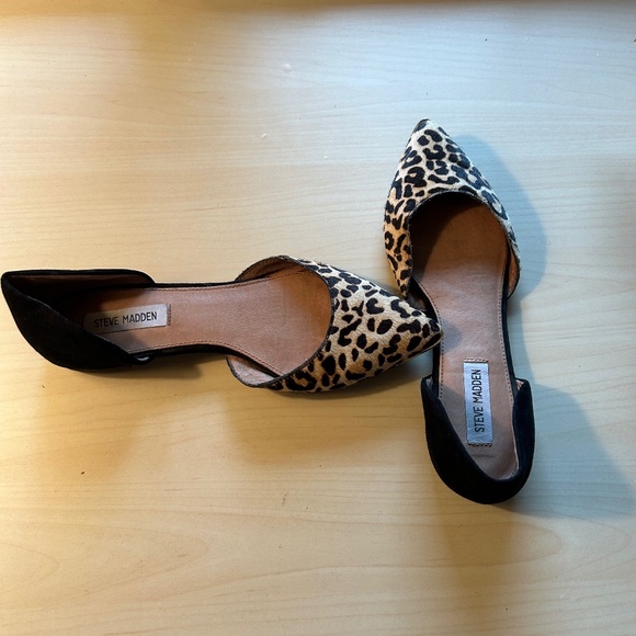 Steve Madden Shoes - Steve Madden Leopard Print Pointed Toe Flats with Black Heel